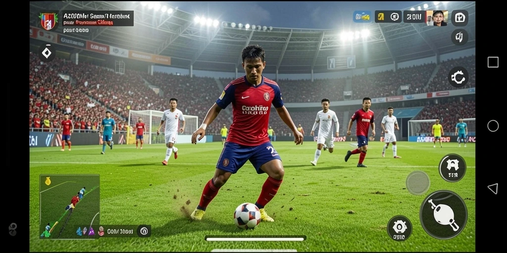 Tampilan gameplay A200M yang menarik saat pertandingan sepak bola.