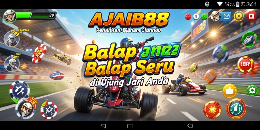 Tangkapan layar menunjukkan gameplay balap yang mendebarkan di AJAIB88.