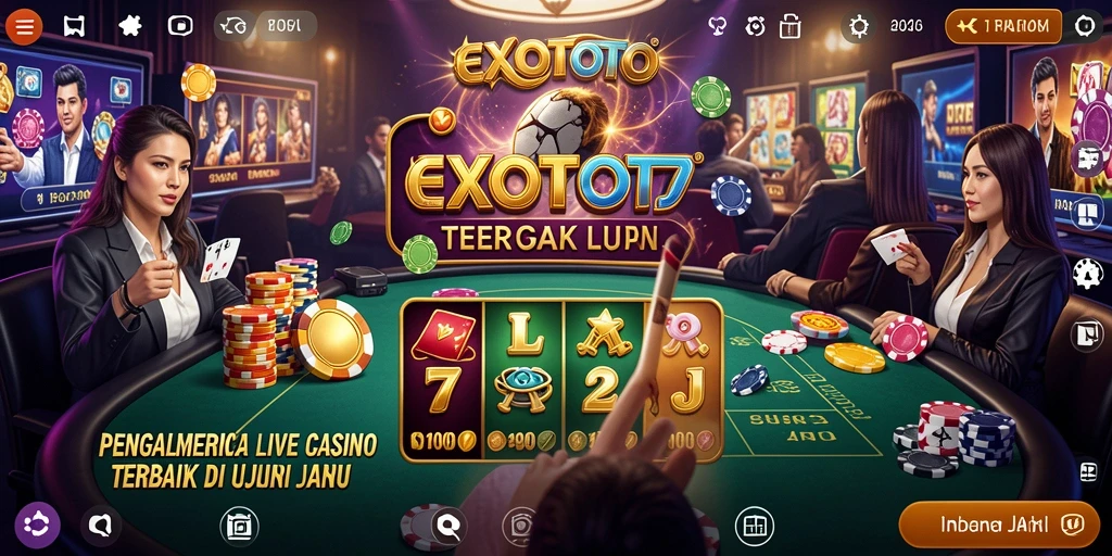 Tampilan gameplay seru di EXOTOTO dengan dealer langsung.