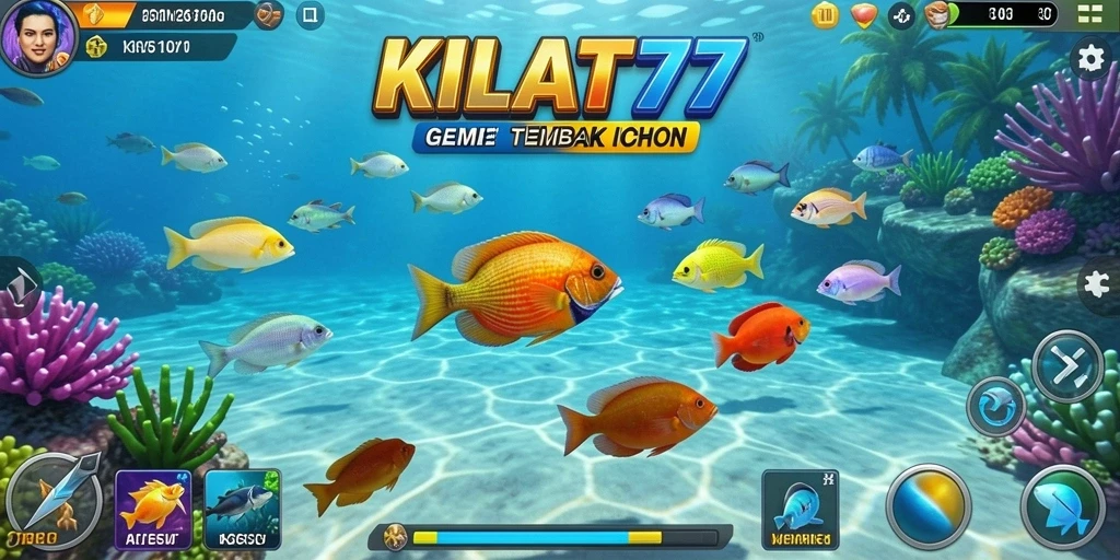 Screenshot gameplay KILAT77 menampilkan aksi seru menangkap ikan.