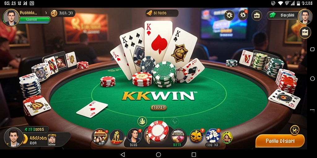 Screenshot KKWIN menampilkan aksi poker yang mendebarkan dan interaksi antar pemain.