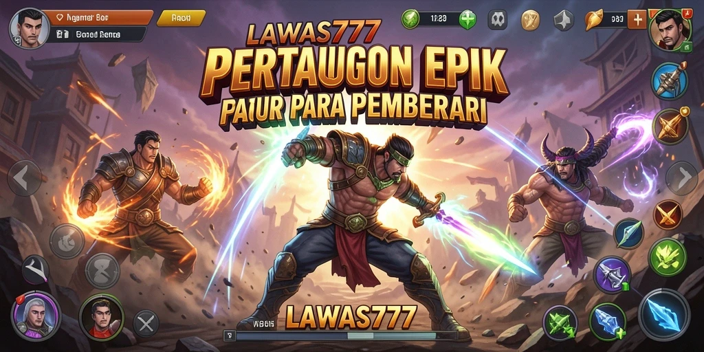 Tampilan seru dari pertarungan di LAWAS777 dengan karakter beragam.