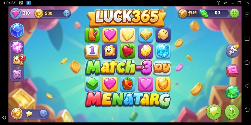Tampilan gameplay seru LUCK365 dengan tantangan Match-3.