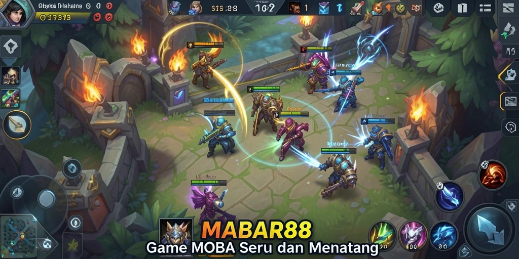 Screenshot MABAR88 menampilkan aksi seru dalam pertempuran MOBA.