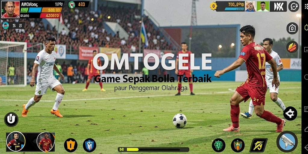 Tampilan dinamis dari gameplay football dalam aplikasi OMTOGEL.