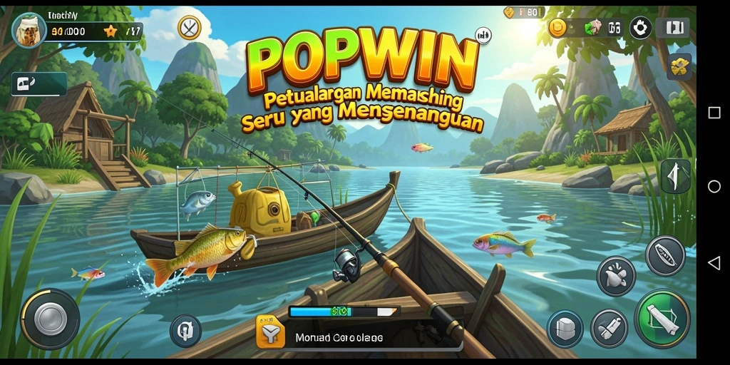 Gameplay menarik dari POPWIN dengan berbagai ikan yang dapat ditangkap.