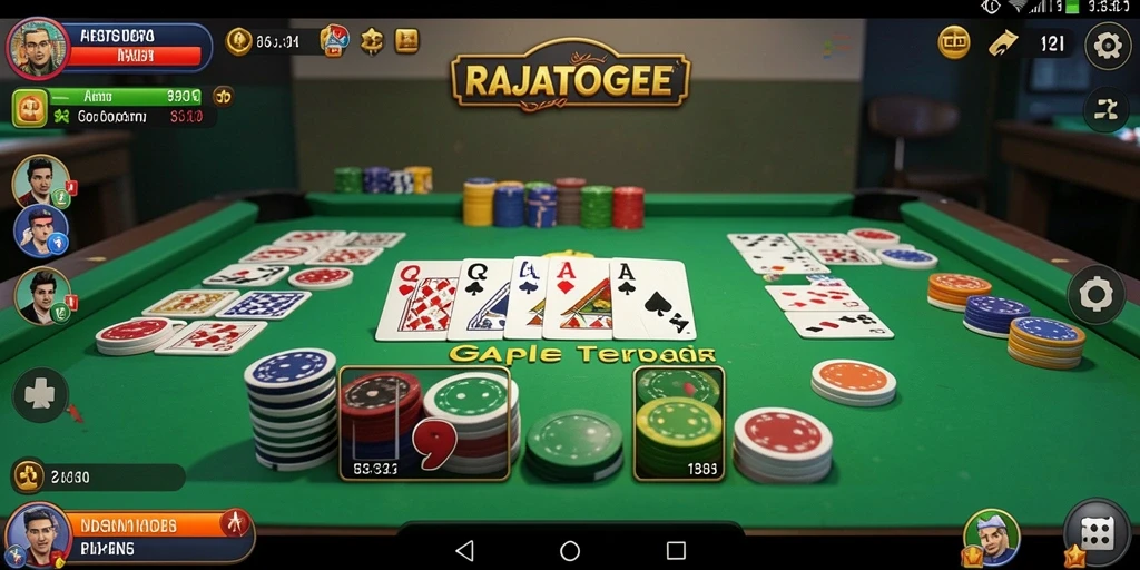 Tangkapan layar gameplay RAJATOGEL dengan pemain yang bersaing dalam Gaple.