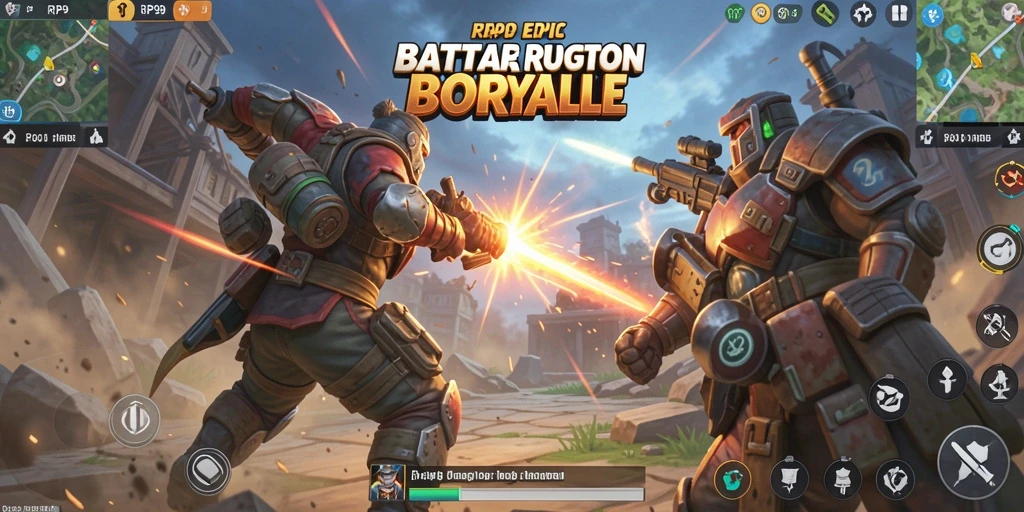 Screenshot menunjukkan aksi mendebarkan dalam gameplay Battle Royale RP99.