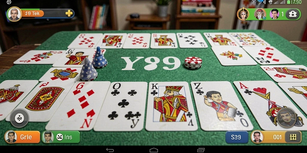 Screenshot gameplay seru Y89 menunjukkan pertarungan kartu Gaple.